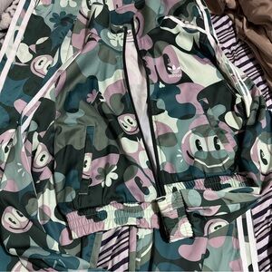 Adidas Graphic Print Jacket and Pants set - Green and Pink